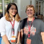 Linh Dao and Jenny Hanson pose for a picture in Haggfors Center.